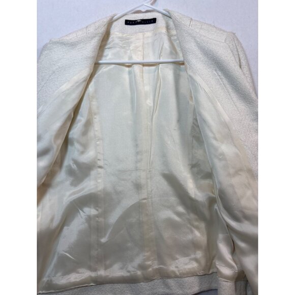 Perry Ellis Womens Textured Cream Blazer Jacket Size 8 - Picture 11 of 13